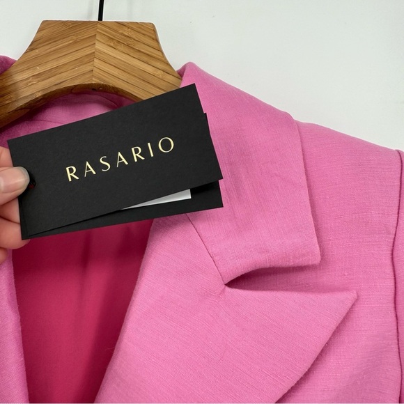 Rasario Cropped Crystal-Embellished Linen-Blend Pink Jacket EU 36 or US 4 - Picture 7 of 13